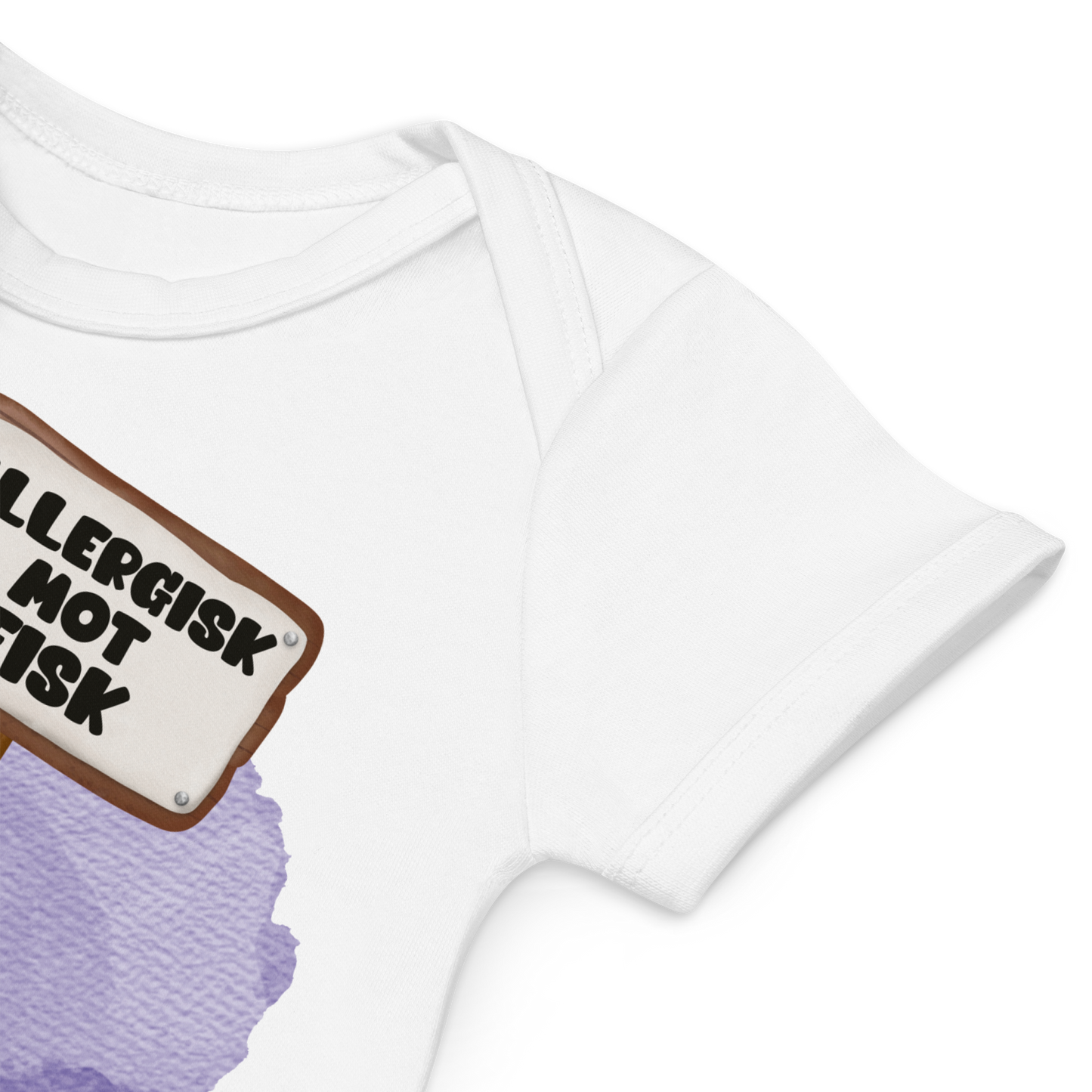 Babybody som ligger flatt, der bildet fokuserer på å vise at skuldrene er omslagslagte. Foto.