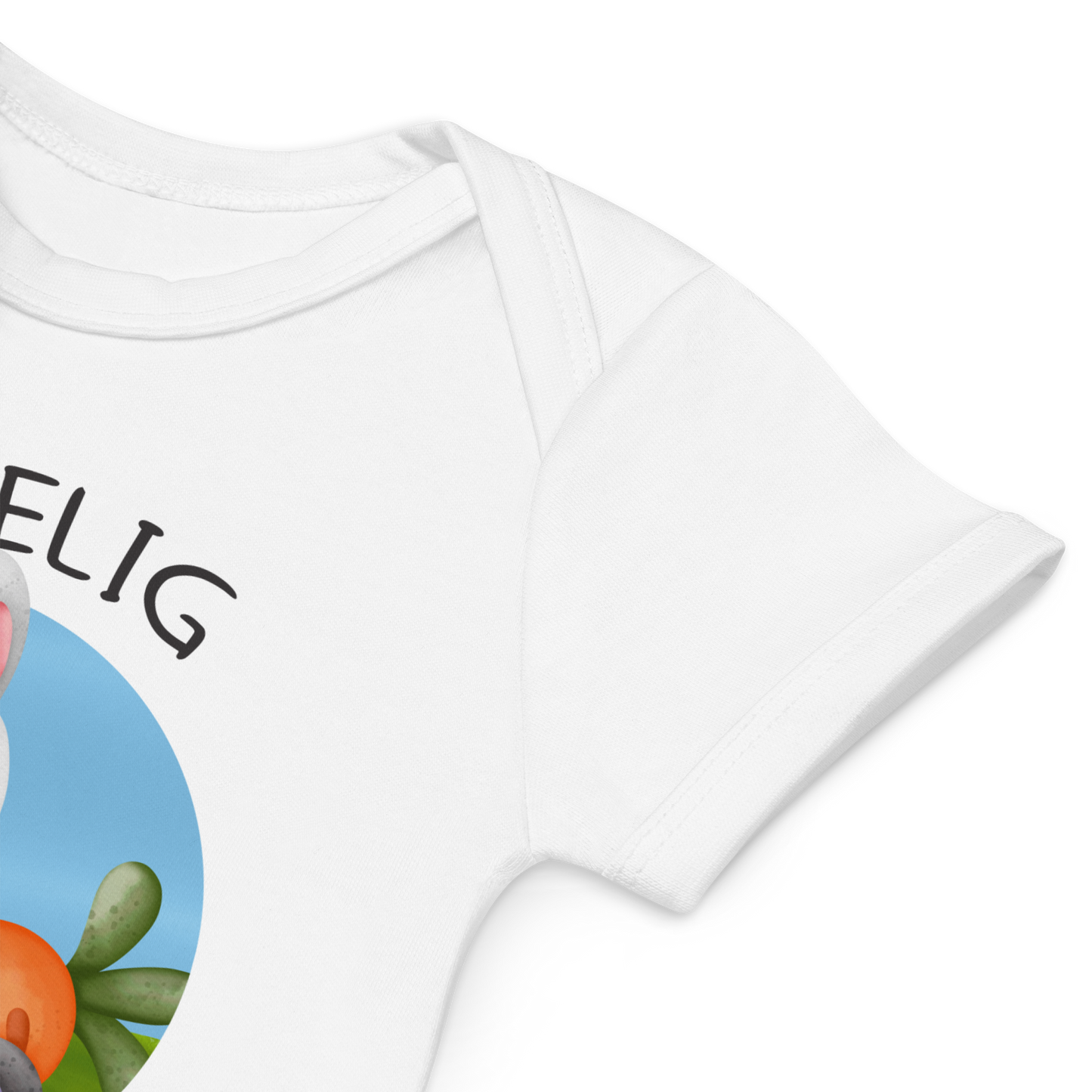 Babybody som ligger flatt, der bildet fokuserer på å vise at skuldrene er omslagslagte. Foto.